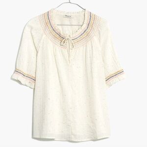 Rainbow Smocked Peasant Top Medium